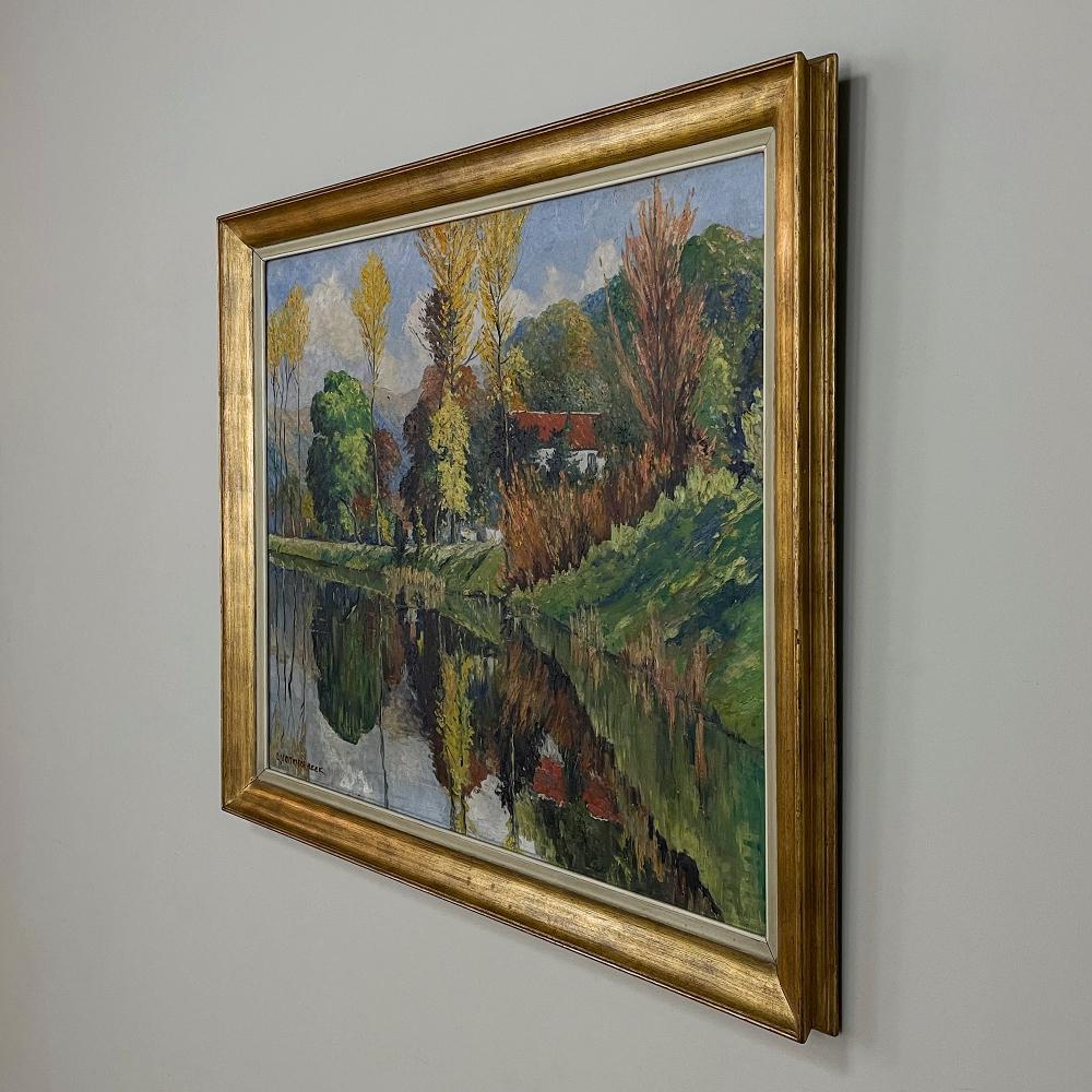 Néerlandais Peinture à l'huile sur toile encadrée ancienne de L. Vanmeerbeek en vente