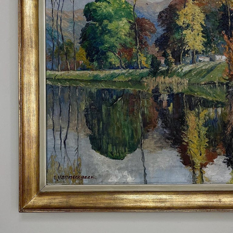 Antique Framed Oil Painting on Canvas by L. Vanmeerbeek For Sale 2