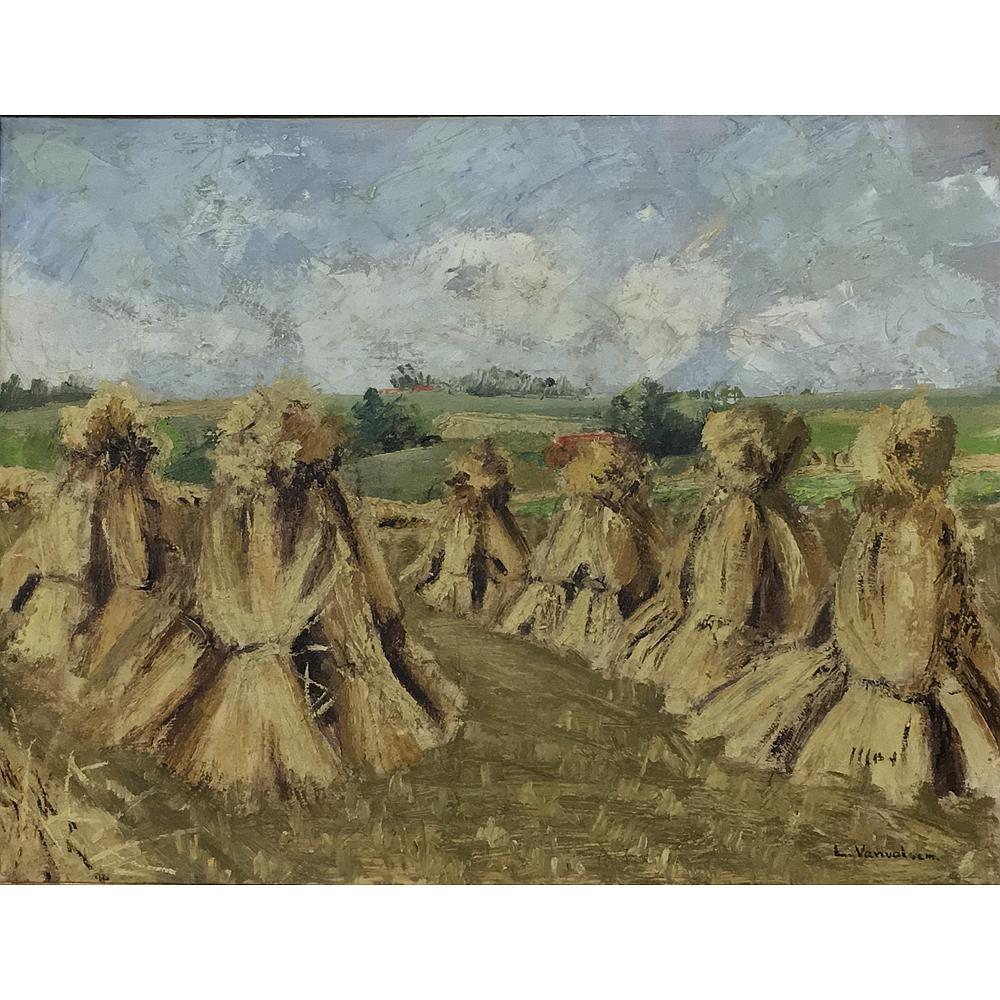 Expressionniste Ancienne peinture à l'huile sur toile encadrée de L. Vanvalsem en vente