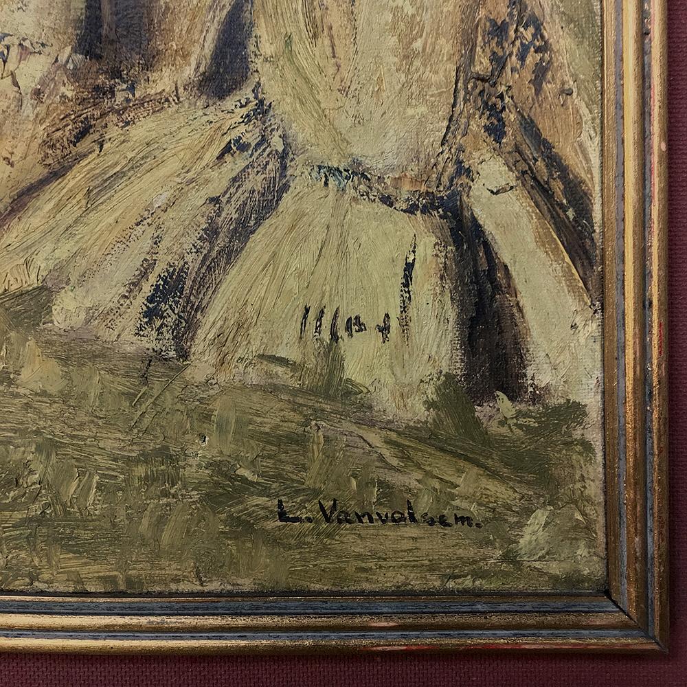 Belge Ancienne peinture à l'huile sur toile encadrée de L. Vanvalsem en vente