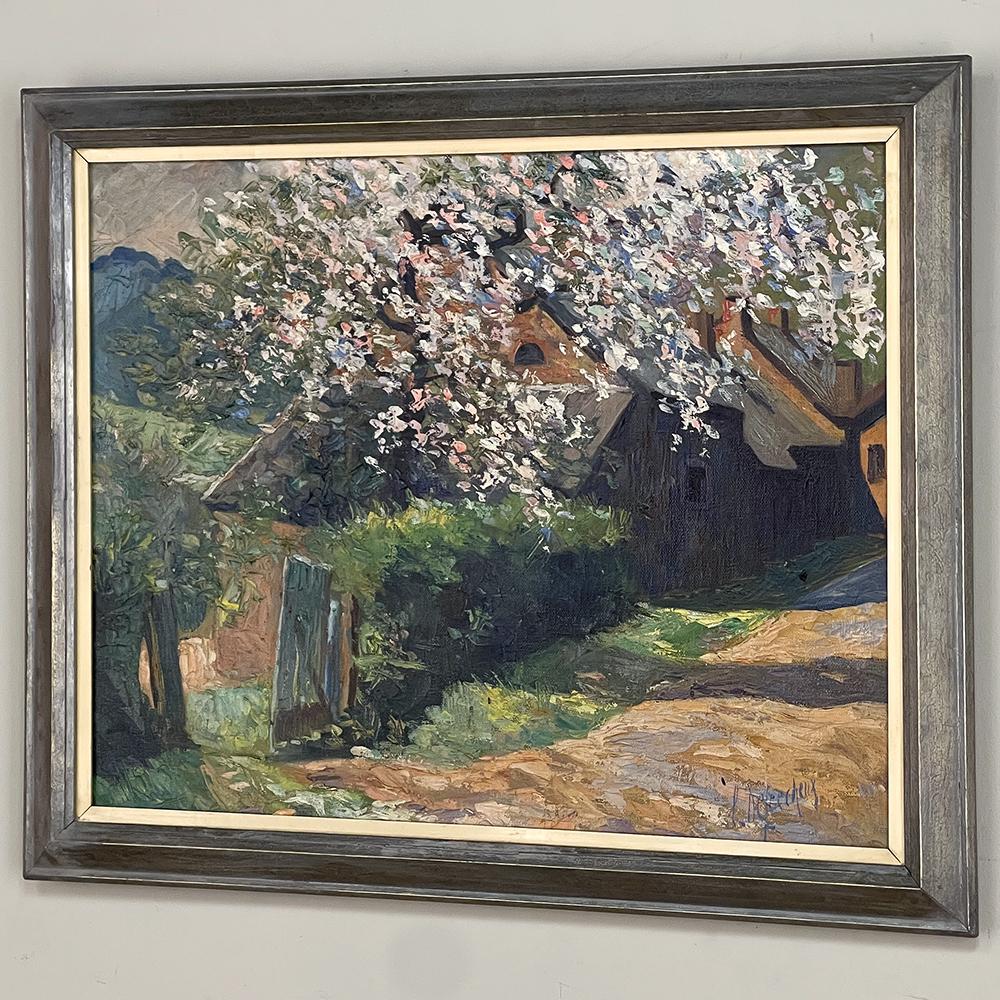 Expressionist Antique Framed Oil Painting on Canvas by Leon De Fechereux  For Sale