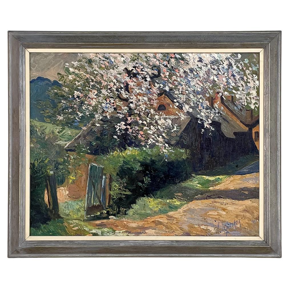 Peinture à l'huile ancienne encadrée sur toile de Leon de Fechereux (1884-1941)