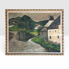 Antico dipinto a olio su tela con cornice di Leon De Frecheux (1884-1944)