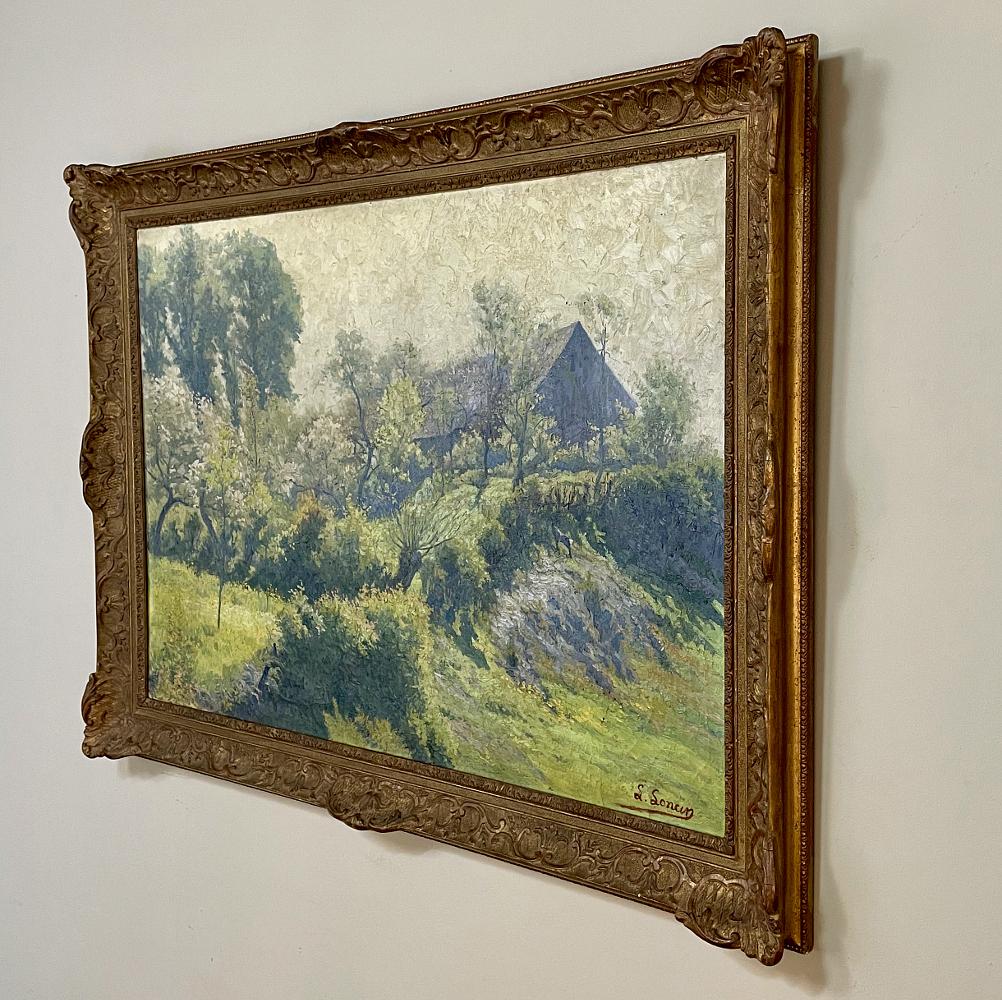 Expressionist Antique Framed Oil Painting on Canvas by Louis Loncin (1875-1946) For Sale