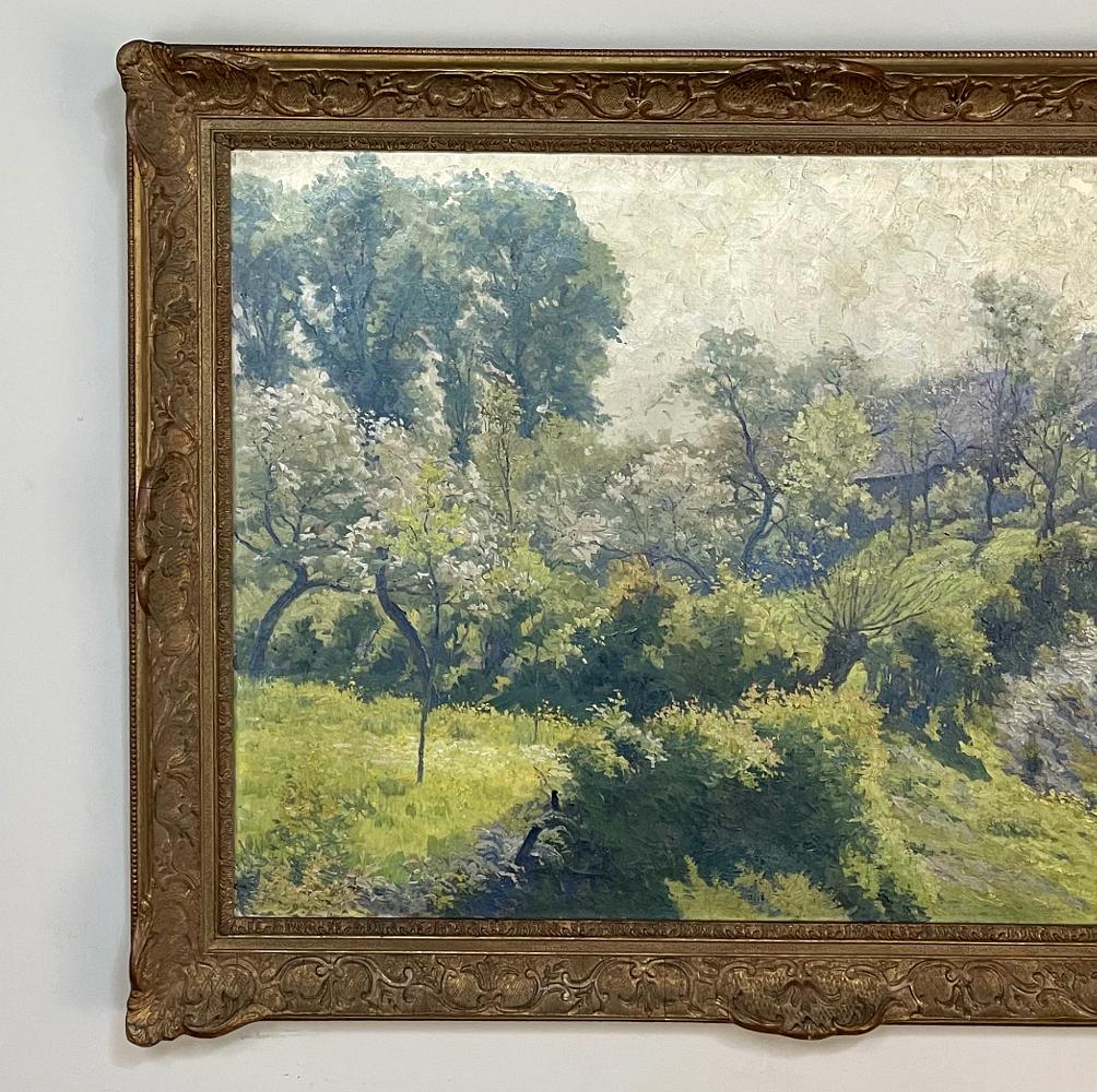 Early 20th Century Antique Framed Oil Painting on Canvas by Louis Loncin (1875-1946) For Sale