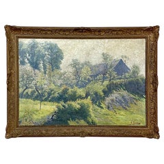 Antique Framed Oil Painting on Canvas by Louis Loncin