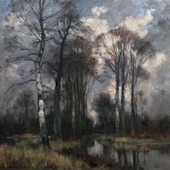 Antique Framed Oil Painting on Canvas by Ludovic Janssen