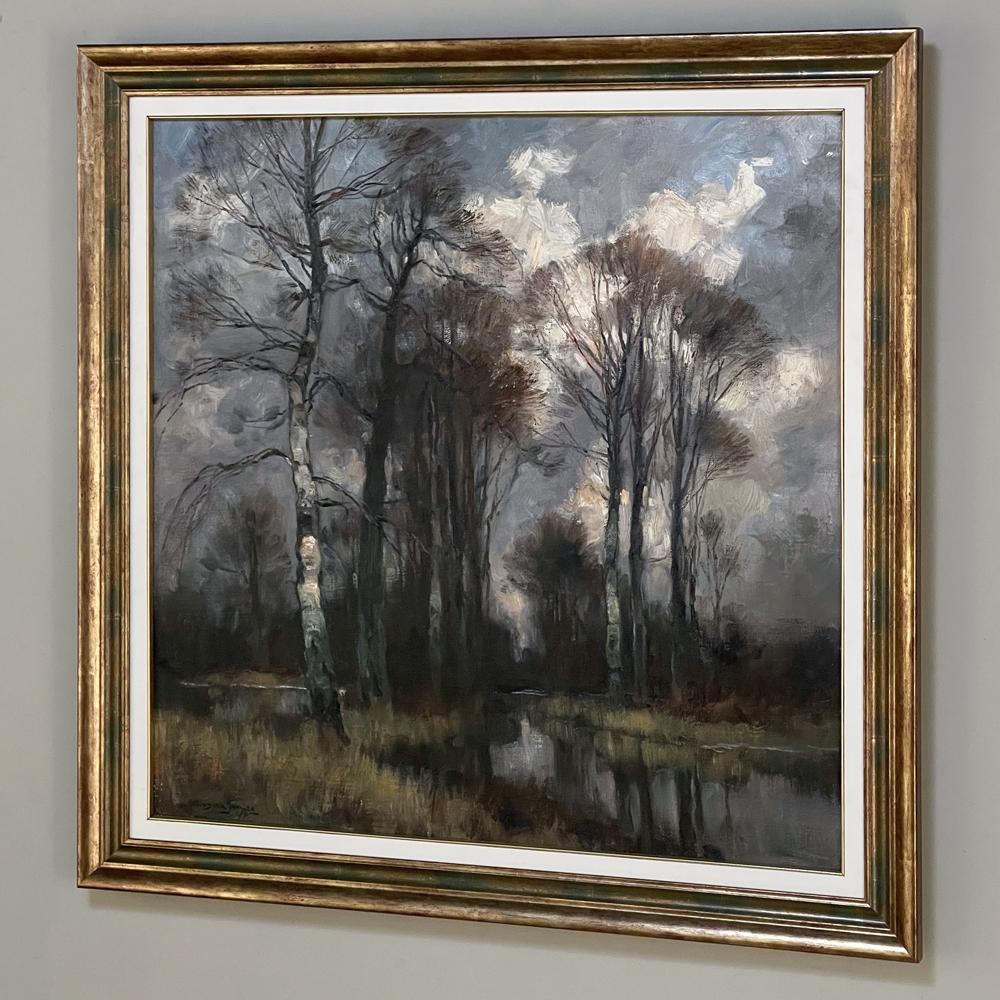 Aesthetic Movement Antique Framed Oil Painting on Canvas by Ludovic Janssen For Sale