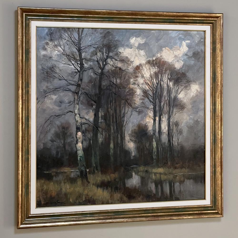 Belgian Antique Framed Oil Painting on Canvas by Ludovic Janssen For Sale