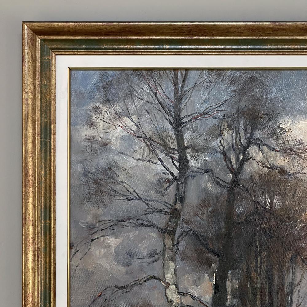 Antique Framed Oil Painting on Canvas by Ludovic Janssen In Good Condition For Sale In Dallas, TX