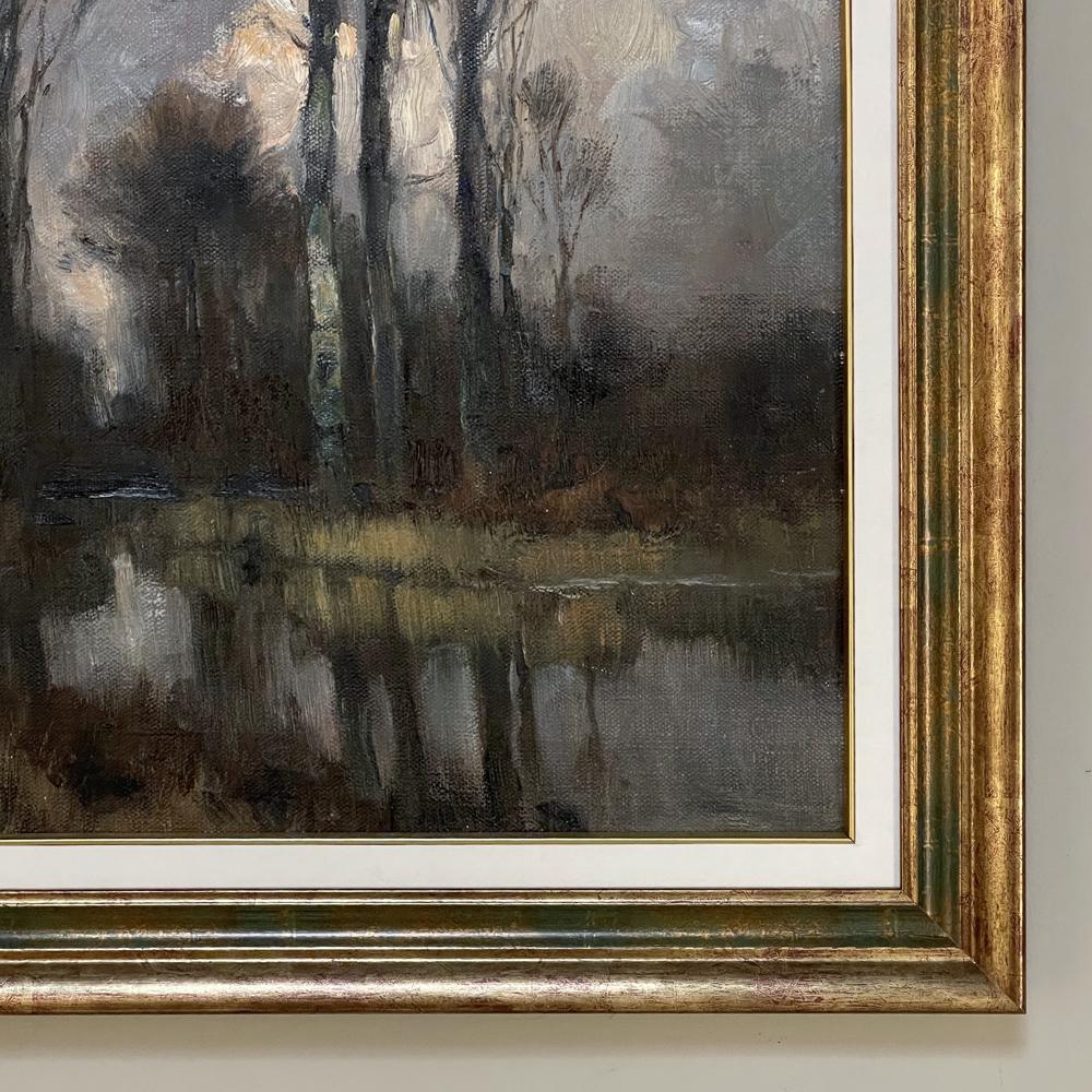 Antique Framed Oil Painting on Canvas by Ludovic Janssen For Sale 1