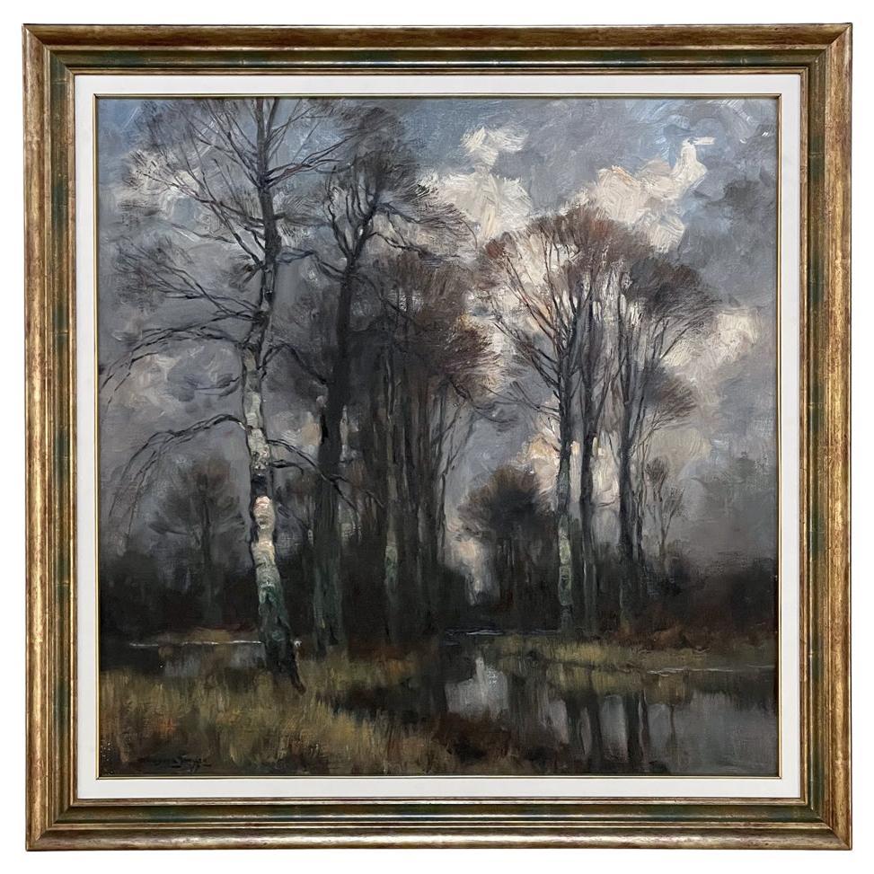 Antique Framed Oil Painting on Canvas by Ludovic Janssen