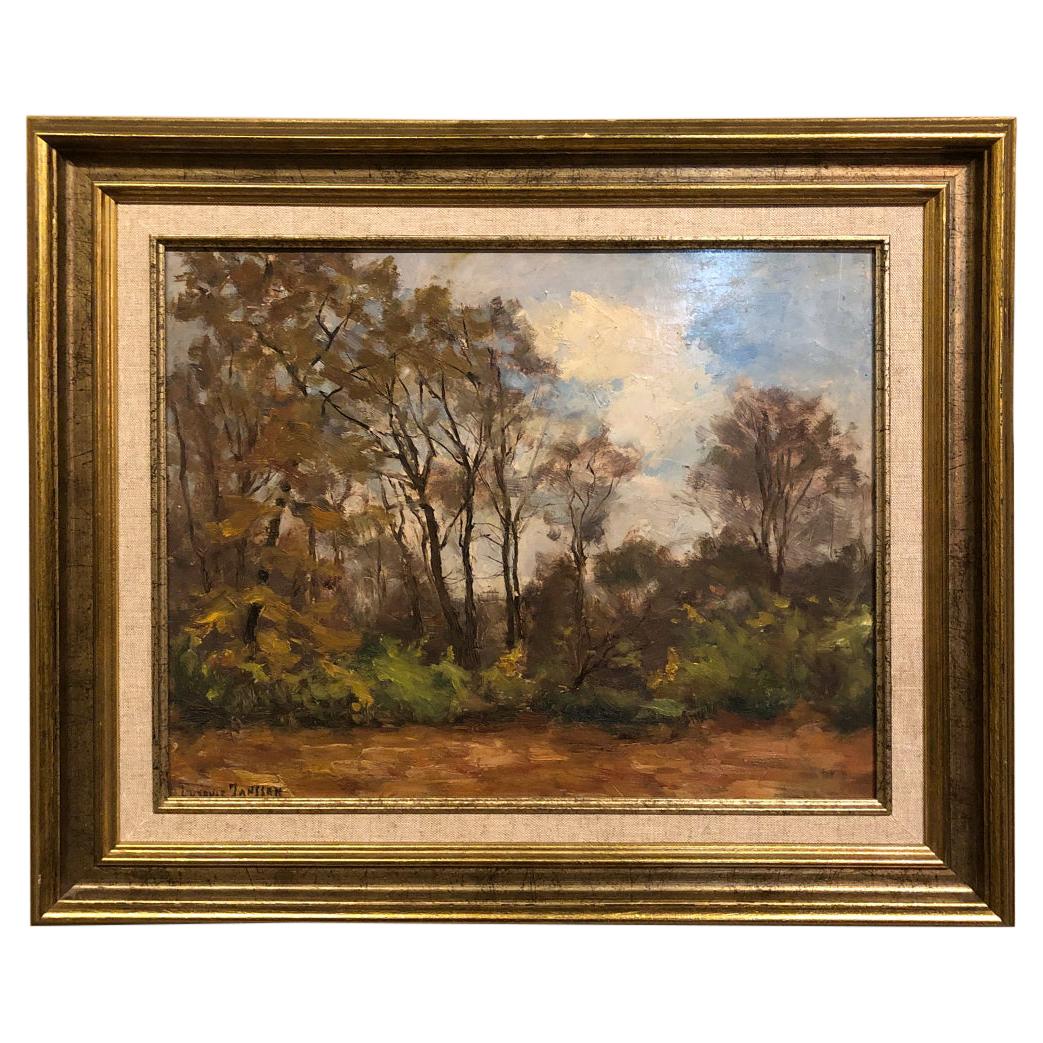 Antique Framed Oil Painting on Board by Ludovic Janssen