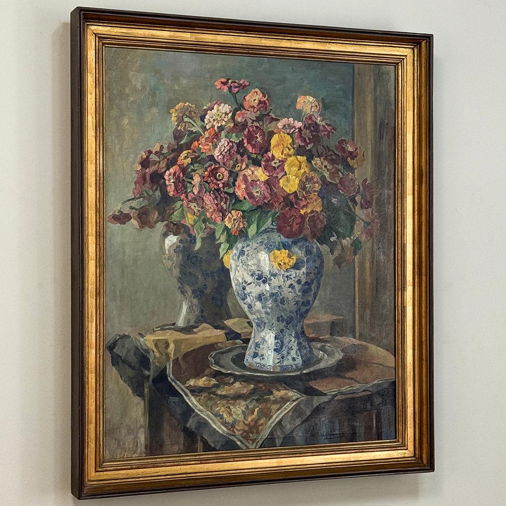 Expressionist Antique Framed Oil Painting on Canvas by Marie Alexandre For Sale