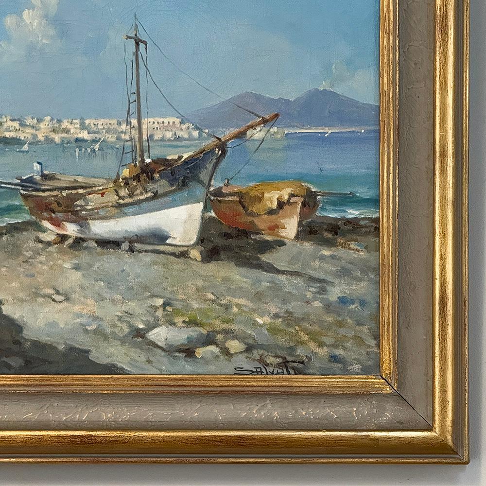 Tela Dipinto a olio su tela con cornice antica di Massimo Salvati in vendita