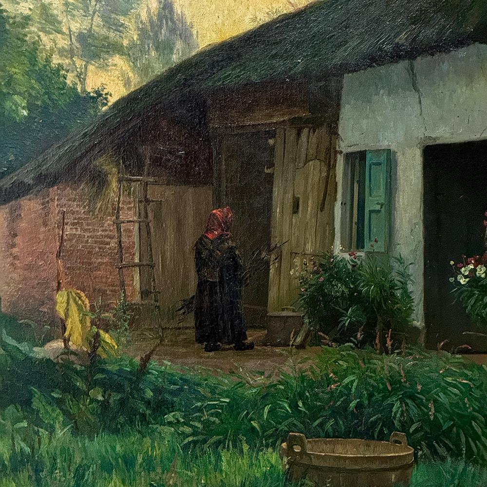 Antico dipinto a olio su tela con cornice di Omer Coppens (1864-1926) in vendita 3