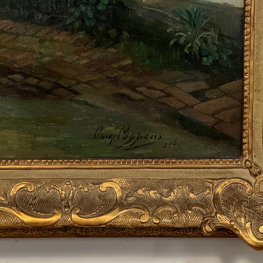 Antico dipinto a olio su tela con cornice di Omer Coppens (1864-1926) in vendita 5