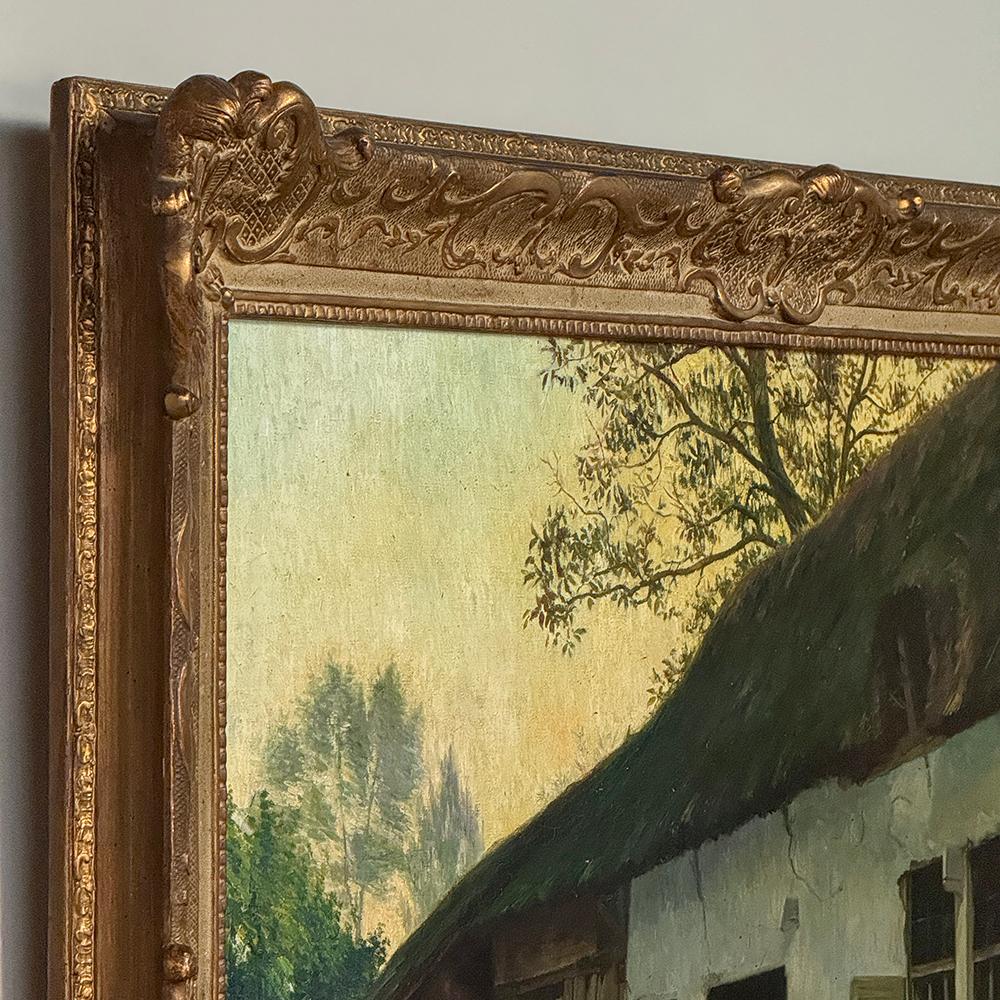 Antico dipinto a olio su tela con cornice di Omer Coppens (1864-1926) in vendita 6