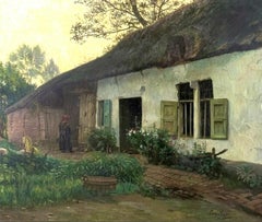 Antique Framed Oil Painting on Canvas by Omer Coppens (1864–1926)