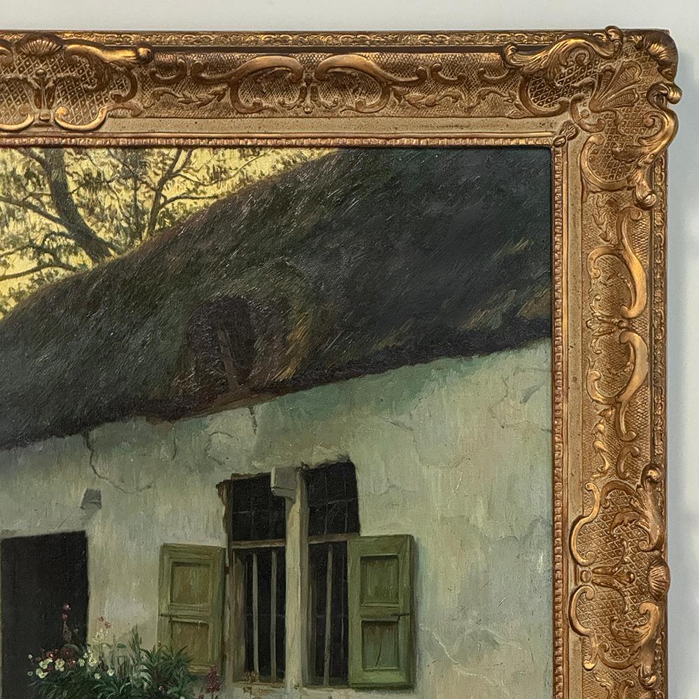 Inizio XX secolo Antico dipinto a olio su tela con cornice di Omer Coppens (1864-1926) in vendita
