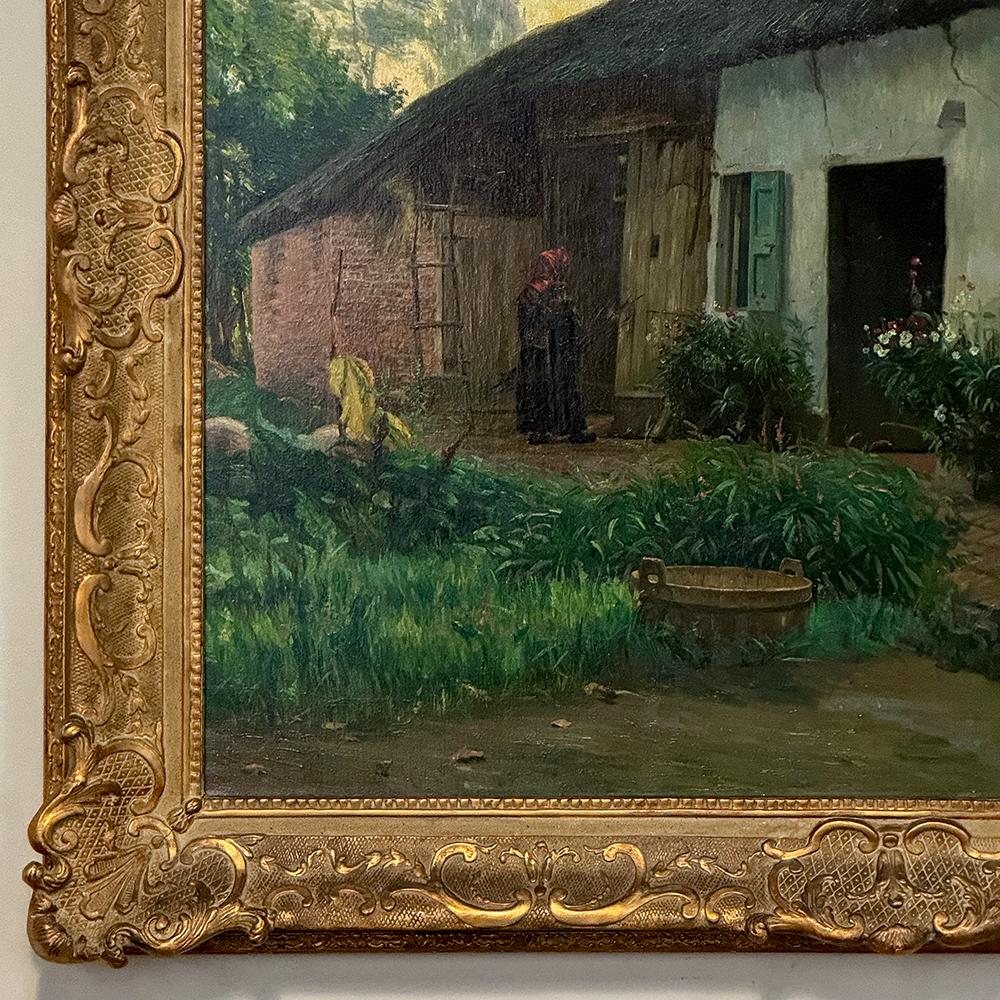Antico dipinto a olio su tela con cornice di Omer Coppens (1864-1926) in vendita 1