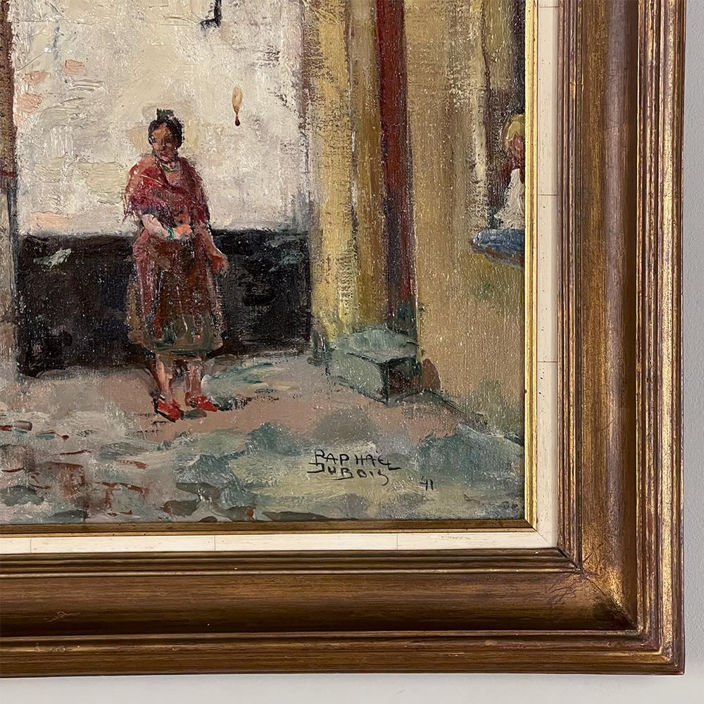 Antique Framed Oil Painting on Canvas by Raphael Dubois In Good Condition For Sale In Dallas, TX