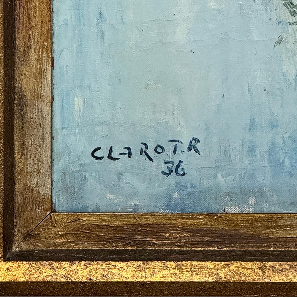 Antikes gerahmtes Ölgemälde auf Leinwand von Rene Clarot (1882-1972) im Angebot 6