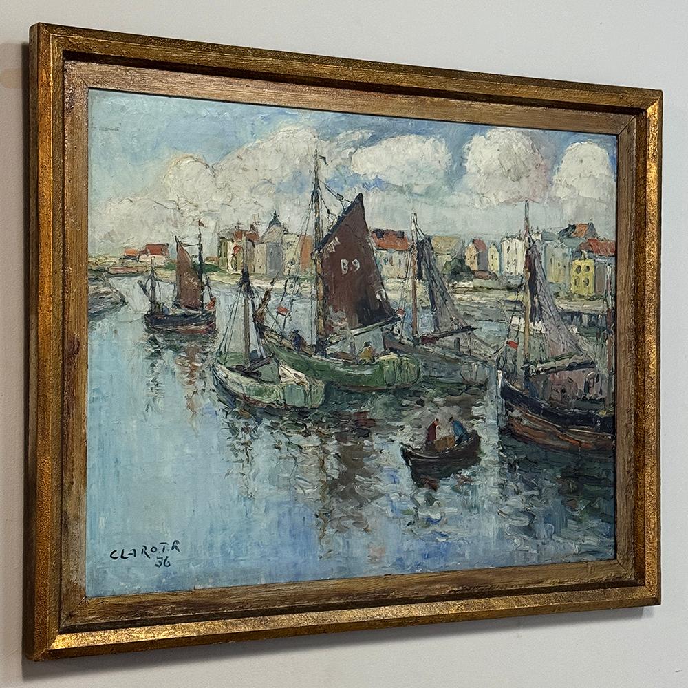 Antikes gerahmtes Ölgemälde auf Leinwand von Rene Clarot (1882-1972) (Art déco) im Angebot