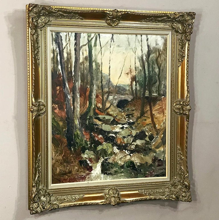 Antique Framed Oil Painting on Canvas by Toussaint For Sale at 1stdibs