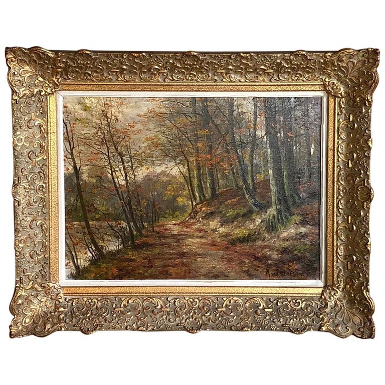 Antique Framed Oil Painting on Canvas by Van Genesen at 12stDibs