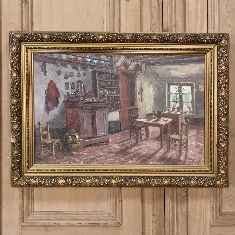 Belgian Antique Framed Oil Painting on Canvas by Victor Waegemaeckers
