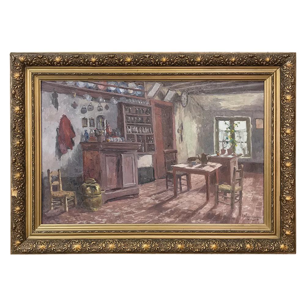 Antique Framed Oil Painting on Canvas by Victor Waegemaeckers For Sale