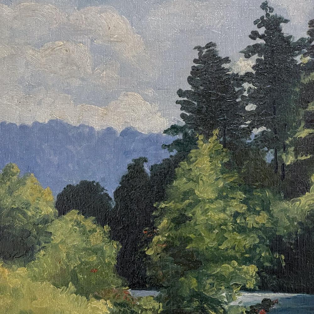 Antique Framed Oil Painting on Canvas by Xavier Wurth For Sale 1
