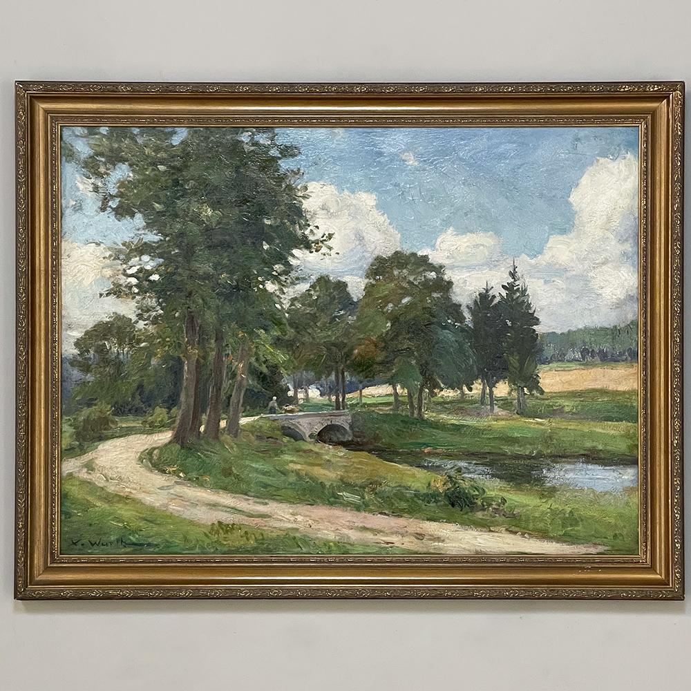 Antique Framed Oil Painting on Canvas by Xavier Wurth