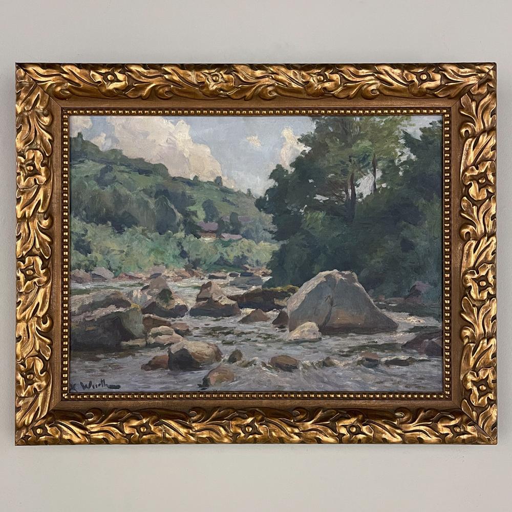 Belgian Antique Framed Oil Painting on Canvas by Xavier Wurth For Sale