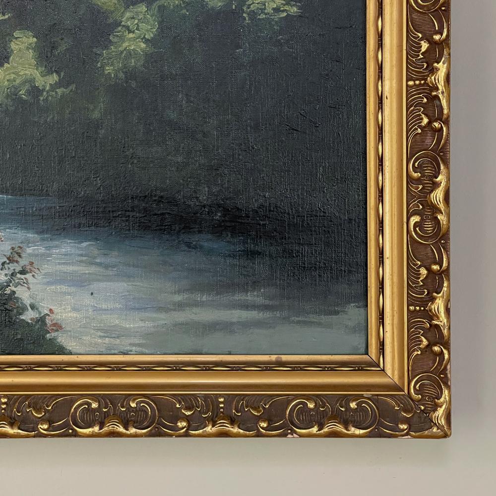 20ième siècle Peinture à l'huile sur toile encadrée ancienne de Xavier Wurth en vente