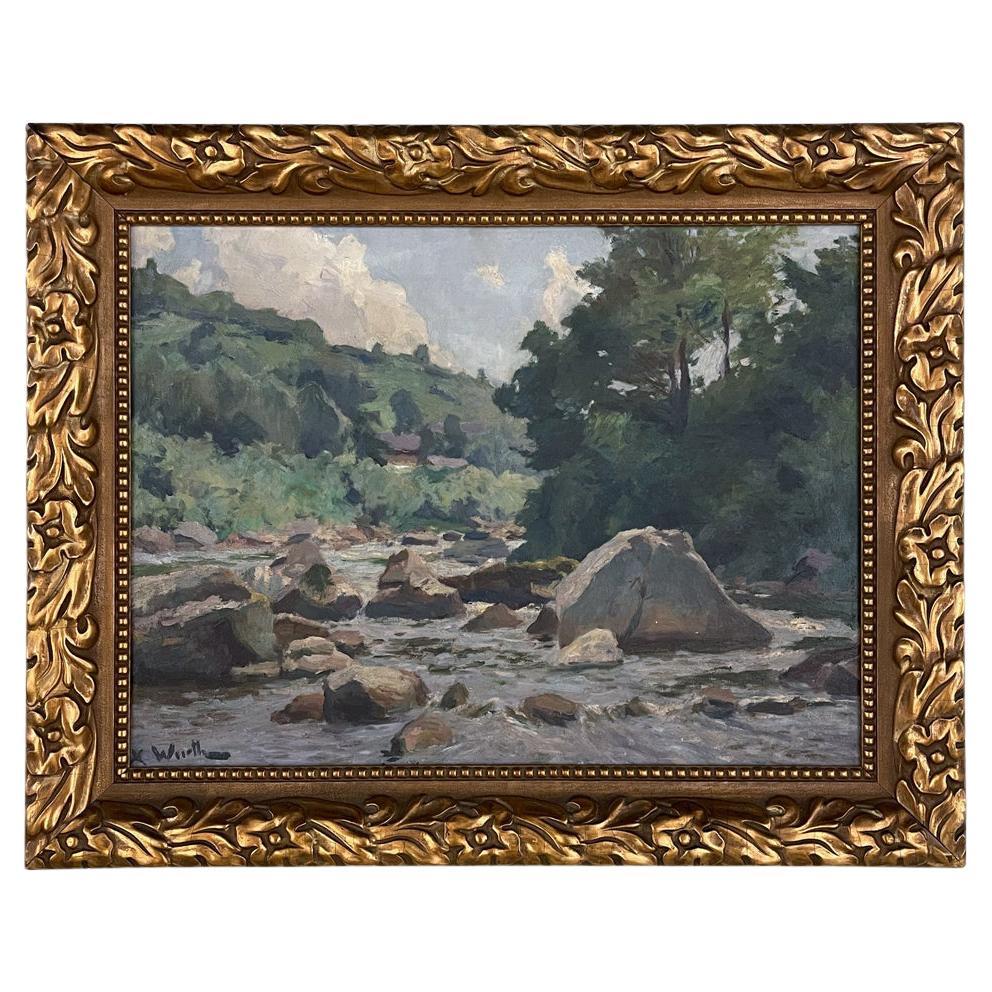 Antique Framed Oil Painting on Canvas by Xavier Wurth For Sale