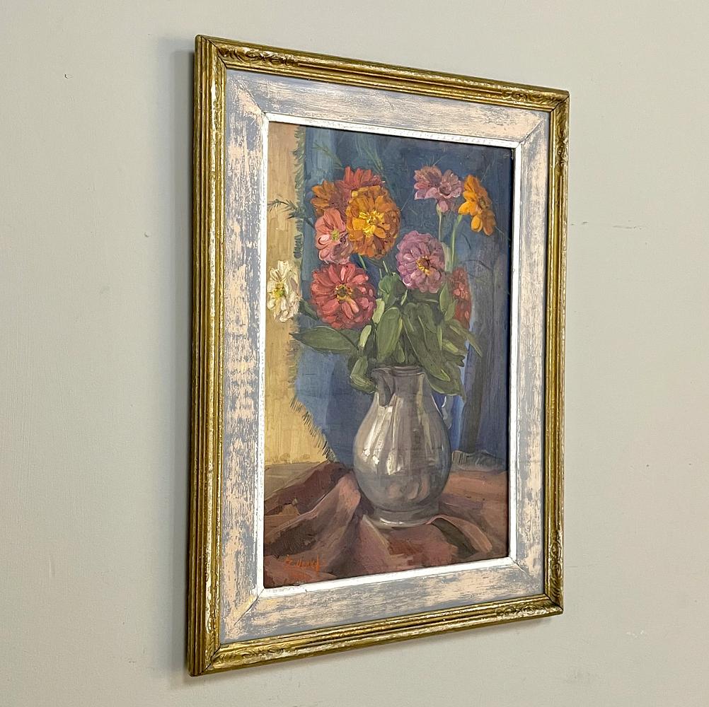 Belgian Antique Framed Oil Painting on Canvas by Zollepx For Sale