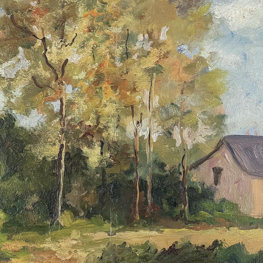 Peinture à l'huile ancienne encadrée sur toile en vente 3