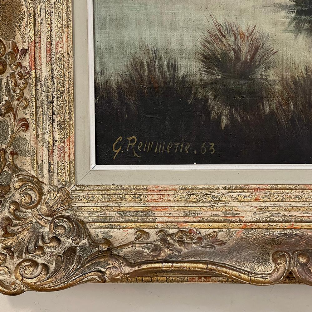 Pintura al óleo sobre lienzo enmarcada antigua en venta 4