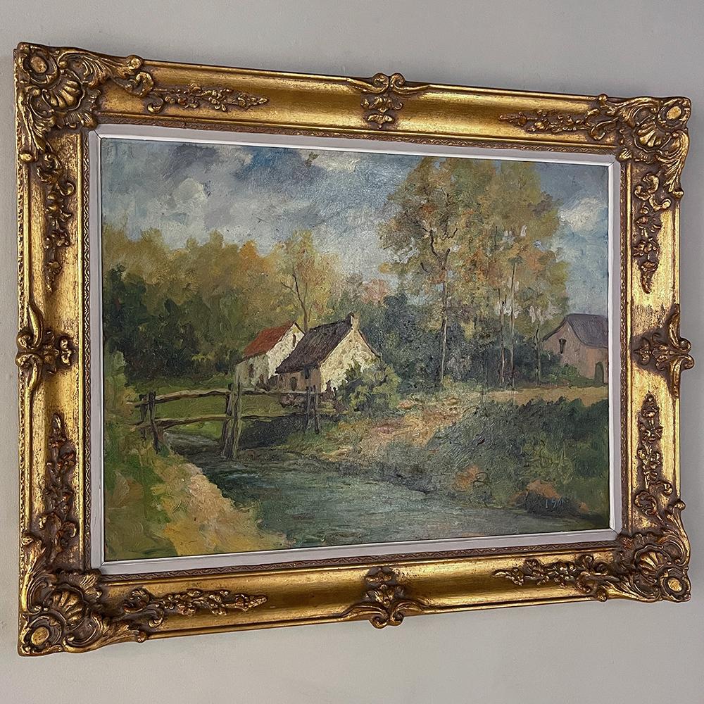 Expressionist Antique Framed Oil Painting on Canvas For Sale
