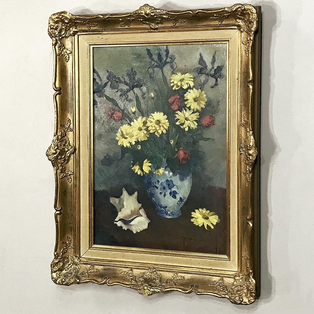 Belgian Antique Framed Oil Painting on Canvas For Sale