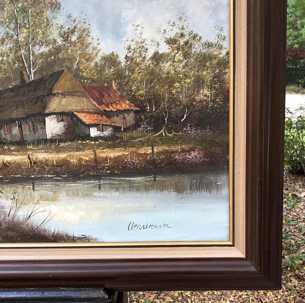 Belge Peinture à l'huile ancienne encadrée sur toile en vente