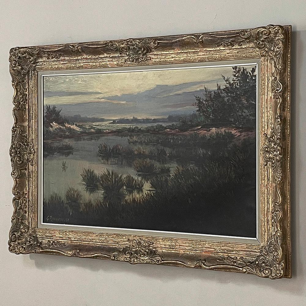 Belgian Antique Framed Oil Painting on Canvas For Sale