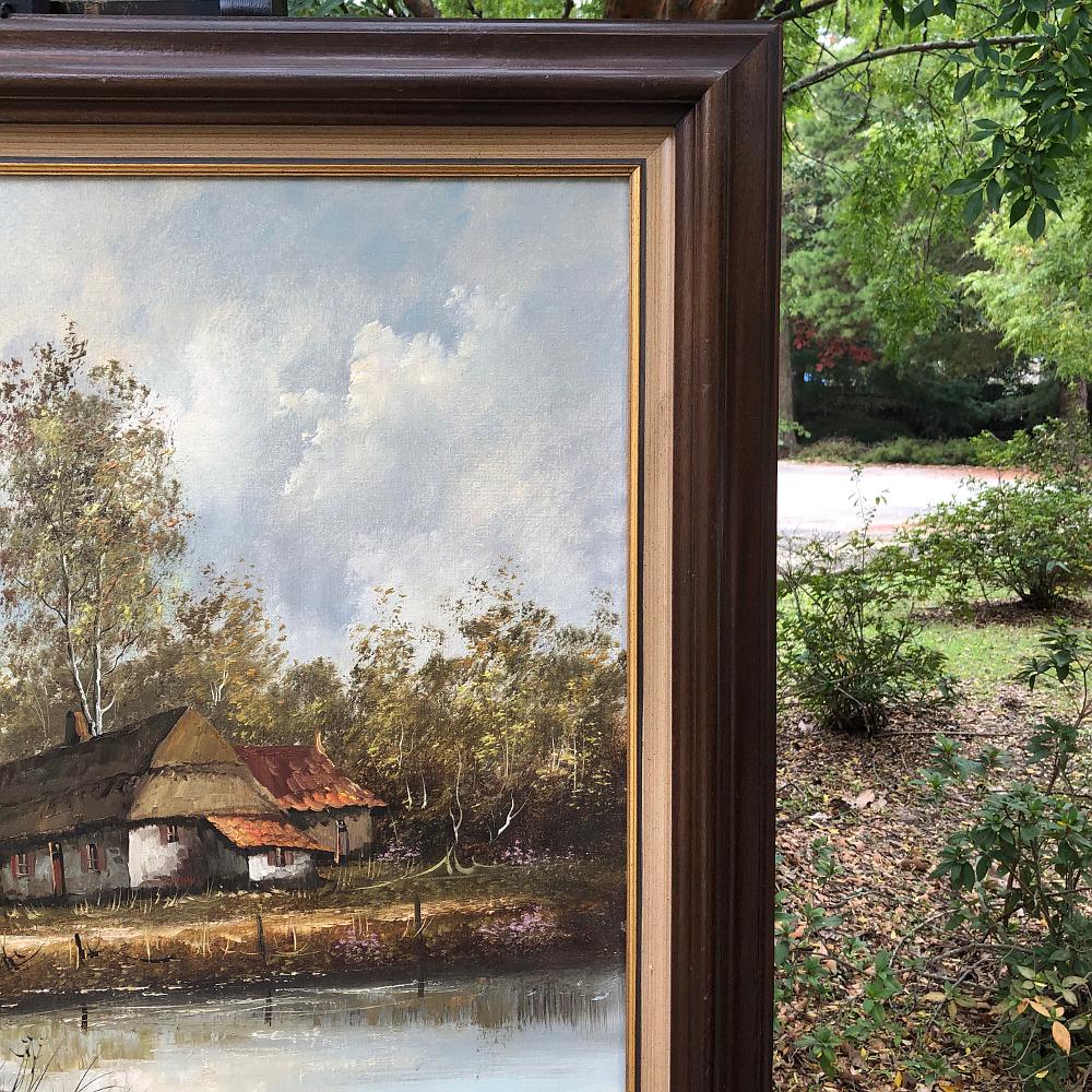 Hand-Painted Antique Framed Oil Painting on Canvas For Sale