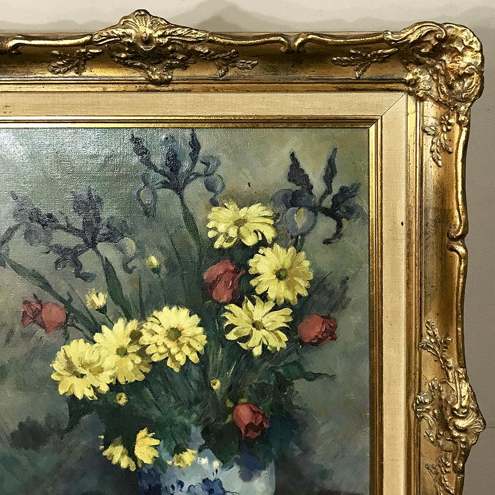 Hand-Painted Antique Framed Oil Painting on Canvas For Sale