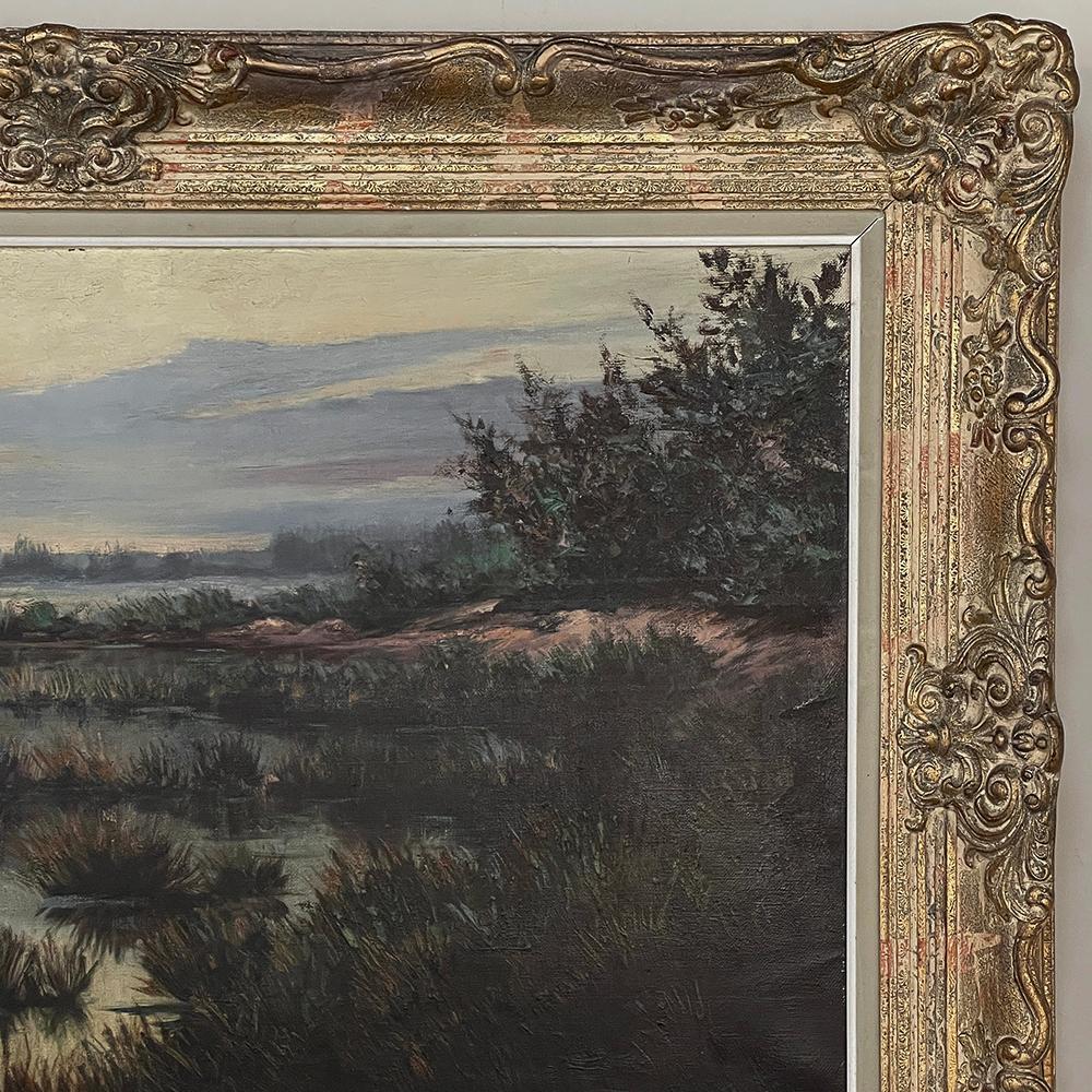 20ième siècle Peinture à l'huile ancienne encadrée sur toile en vente