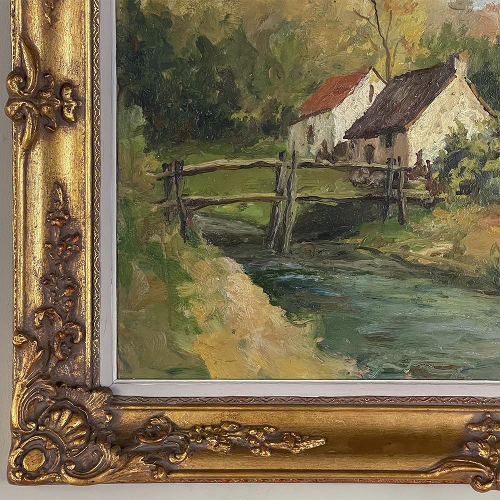 Peinture à l'huile ancienne encadrée sur toile en vente 1