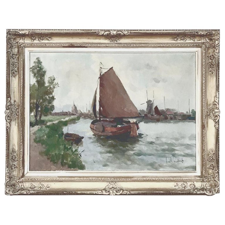 Antique Framed Oil Painting on Canvas For Sale at 1stDibs