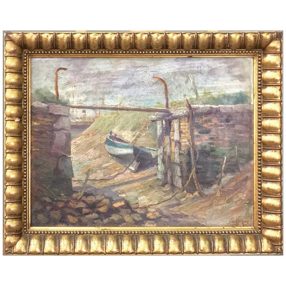 Antique Framed Oil Painting on Canvas For Sale at 1stdibs